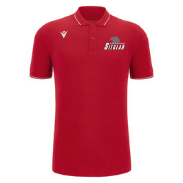 MACRON Comedy ECO Polo rot mit Black Eagles-Logo
