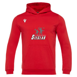 MACRON Banjo Hero Hoodie rot mit Sieglarer TV Fitness & Dance-Logo und Wunschname