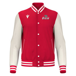 MACRON College Jacke Fiddle rot/weiß mit Black Eagles-Logo und Wunschname