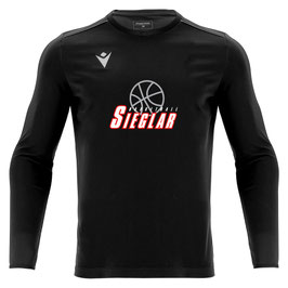 MACRON Rigel Hero Shootingshirt schwarz langarm mit kleinem Sieglarer TV Basketball-Logo und Wunschname