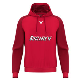 MACRON Horn Hoodie Rot mit Sieglarer TV Logo und Wunschname