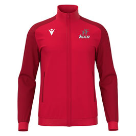 MACRON Anubis Trainingsjacke rot mit Sieglarer TV Fitness & Dance-Logo
