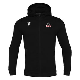 MACRON Cello Zip-Hoodie schwarz mit Judo & Aikido-Logo und Wunschname