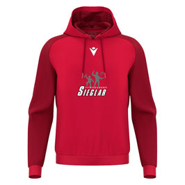 MACRON Horn Hoodie Rot mit Sieglarer TV Fitness & Dance-Logo und Wunschname