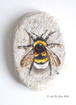 Hommel geschilderd op een mooi stenen schijfje