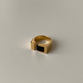 square onyx ring (K18plating)