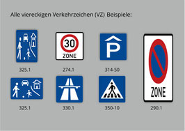 Quadratische und Rechteckige Verkehrszeichen