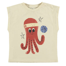 T-shirt ohne Ärmel in Offwhite mit Basketball-Oktopus von Lötiekids