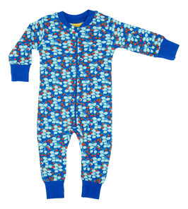 Einteiler-Pyjama Wilderdbeere auf Blau  von DUNS