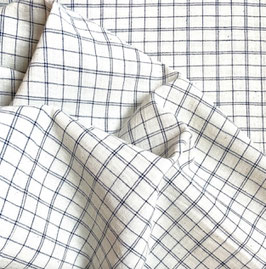 Indian Cotton Creme Check Blue