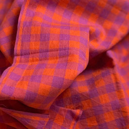 Indian Cotton Check Orange Pink