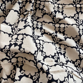 Indian Cotton Abstract Black and Creme