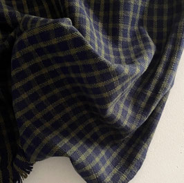 Indian Cotton Pure Khadi Karo Olive Green/Blue