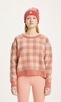 Lammwoll-Pullover MYRTHE pixel check terra cotta