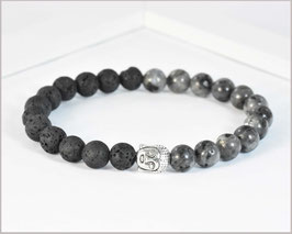 Edelstein Männer Armband mit Lava & Achat Buddha 8 mm