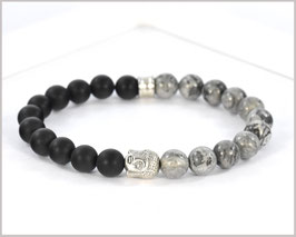 Männer Armband  - Achat und Jaspis Armband mit Buddha 8mm