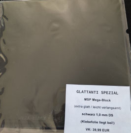 DER-MATERIALSPEZIALIST Mega-Block SPEZIAL (extra glatt / leicht verlangsamt) schwarz 1,0 mm DS - nur 1 x vorhanden!