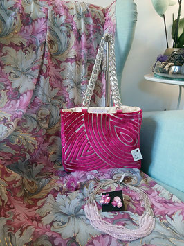 Luxury bag velluto devoré fucsia