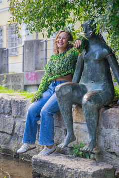 Cropped Sari Sweater Grün