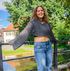 Cropped Crochet Hoodie