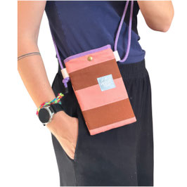 HANDYTASCHE / KLEINE UMHÄNGETASCHE / Braun-Apricot