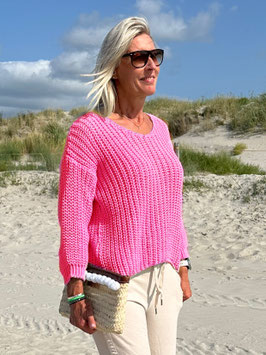Grobstrick-Pulli in PINK. ONESIZE