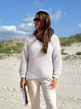 Grobstrick-Pulli in CREME. ONESIZE