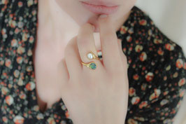 Fingerring mit Boulder Opal und Süßwasserperle, 514G