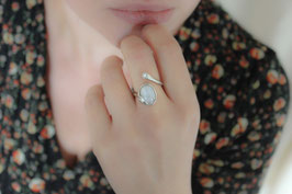 Fingerring - Regenbogen-Labradorit und Süßwasserperle, 501S