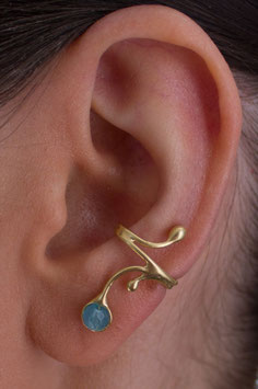 Ohrring Ohrklemme vergoldet mit blauem Quarz, 304G