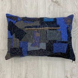 Oups stock épuisé, appelez-nous pour une commande, Coussin wabi-sabi tons bleus/gris