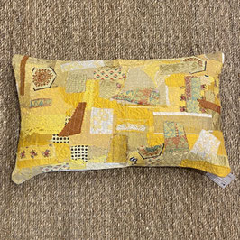 Coussin wabi-sabi rectangle tons curry, safran, jaune, doré