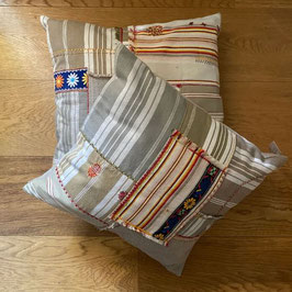 2 coussins upcycling boro mending