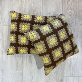 2 coussins carrés granny - tricot laine
