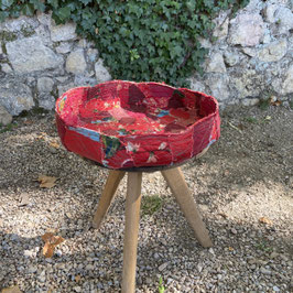 Vasque textile basse rouge/doré