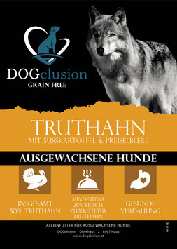 Trockenfutter: DOGclusion GRAIN FREE - Truthahn (12 kg)