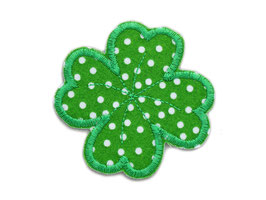 Kleeblatt Aufnäher Glücksklee grün, 6 cm