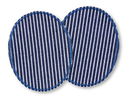 2 Knieflicken Jeans dunkelblau gestreift, 2 Größen