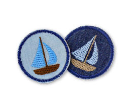 2 Jeansflicken Segelboot, 2 Farben, 4 cm