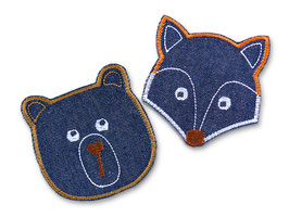 Bär oder Fuchs Patch, 8 x 7,5 cm