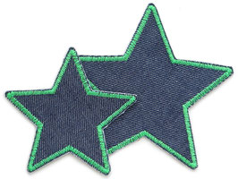 Stern Jeans Aufnäher grün, 2 Größen