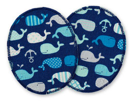 2 Knieflicken Wale dunkelblau, 8 x 10 cm