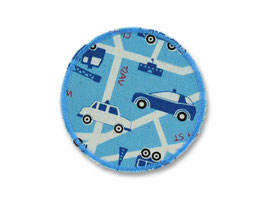 Hosenflicken Autos hellblau, 8 cm