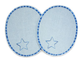 2 Jeansflicken Sternchen hellblau, 8 x 10 cm