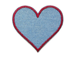 Jeansflicken Herz rot, 8,5 x 8 cm