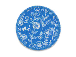 Blümchen Hosenflicken blau, 7 cm