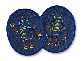 2 Roboter Jeansflicken, 8 x 10 cm