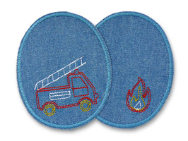 2 Knieflicken Feuerwehr mittelblau, 8 x 10 cm