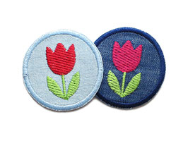 Jeansflicken Tulpe, 2 Farben, 5 cm