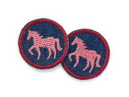 2 Mini Patches Pferd rosa, 4 cm